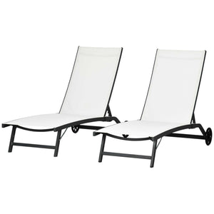 Outdoor Lounge Chair Set of 2, Tanning Chair with Wheels, Breathable Mesh for Patio, Backyard, Poolside – view 8