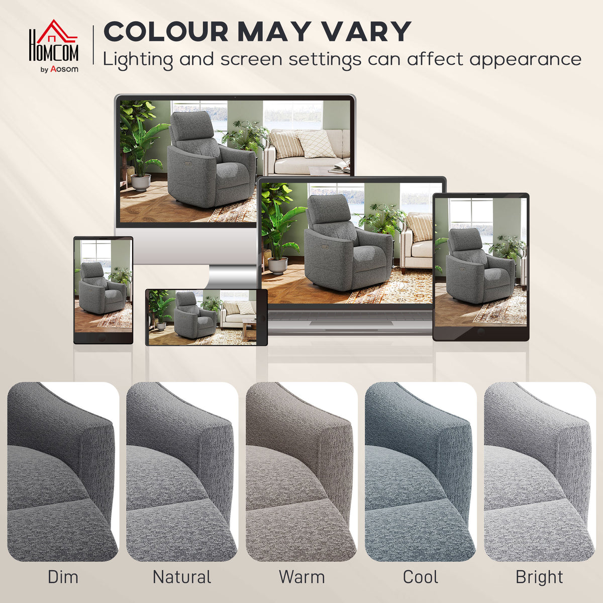 Power Recliner Chair, Chenille Upholstered Recliner Chair with USB Ports, Footrest, Dark Grey – view 6