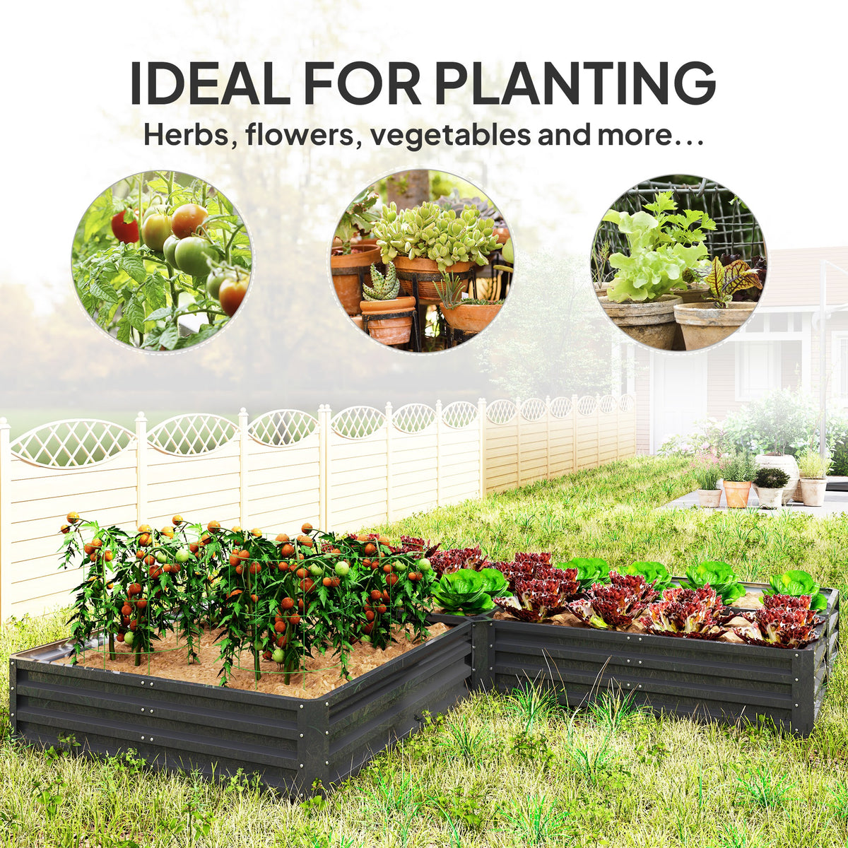 Steel Raised Garden Bed, Set of 5 Large Box Planters for Outdoor Plants Vegetables Flowers Herbs, 8x8x1ft – view 12