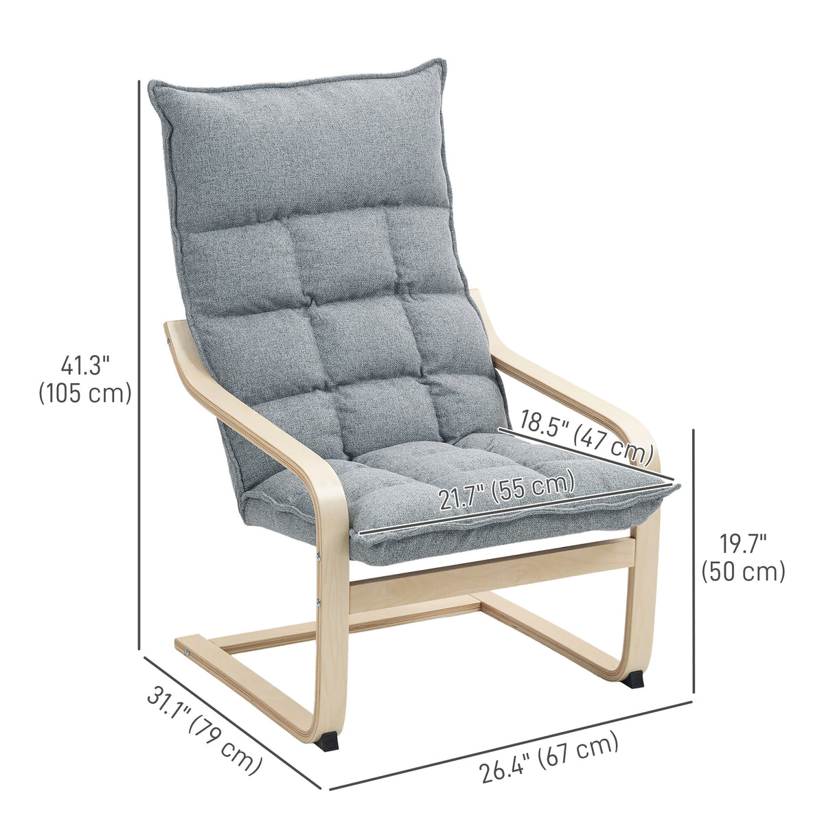 Modern Armchair, Upholstered Accent Chair with Curved Leg and Arm, Leisure Lounge Chair for Living Room – view 16