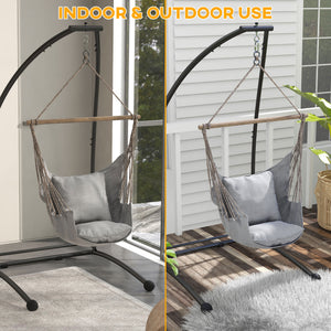 Hanging Hammock Chair Stand Only, C Shape Hanging Heavy Duty Metal Frame Swing Stand for Porch Swing Chair, Black