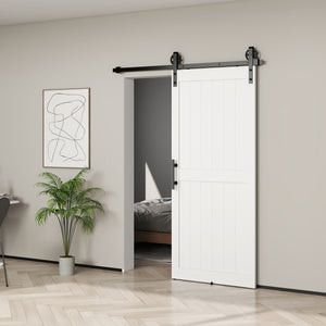 36inx84in Barn Door with 6FT Sliding Door Hardware Kit, Handle, Upgraded Rollers and Floor Guide – view 7