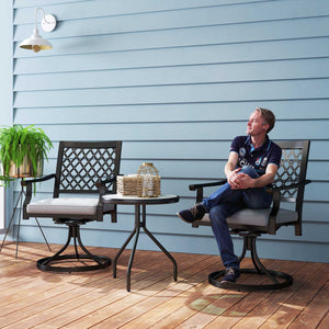Outdoor Patio Chairs Set of 2, Metal Swivel Rocker Chairs with Cushion and Armrests for Backyard, Garden, Patio