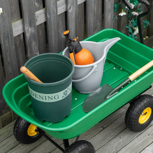 Garden Dump Cart Heavy Duty 440lbs Wagon with Steel Frame and 10'' Pneumatic Tires, Green – view 3