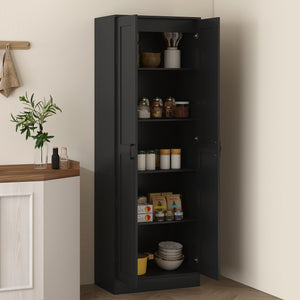 69" Tall Pantry Cabinet with Adjustable Shelves, Modern Kitchen Pantry Cabinet with Soft Close Doors, Black – view 7