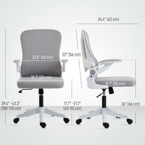 Ergonomic Office Chair, Swivel Desk Chair with Adjustable Lumbar Support and Height, Flip-up Armrests, Wheels, Grey