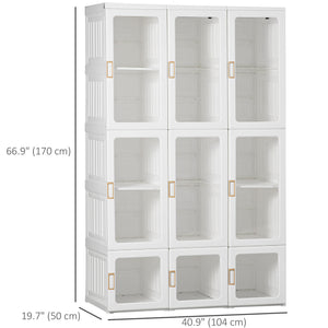 Small Apartment Bedroom Closet Foldable Portable Closet with Cube Storage Hanging Rods Magnet Doors, White