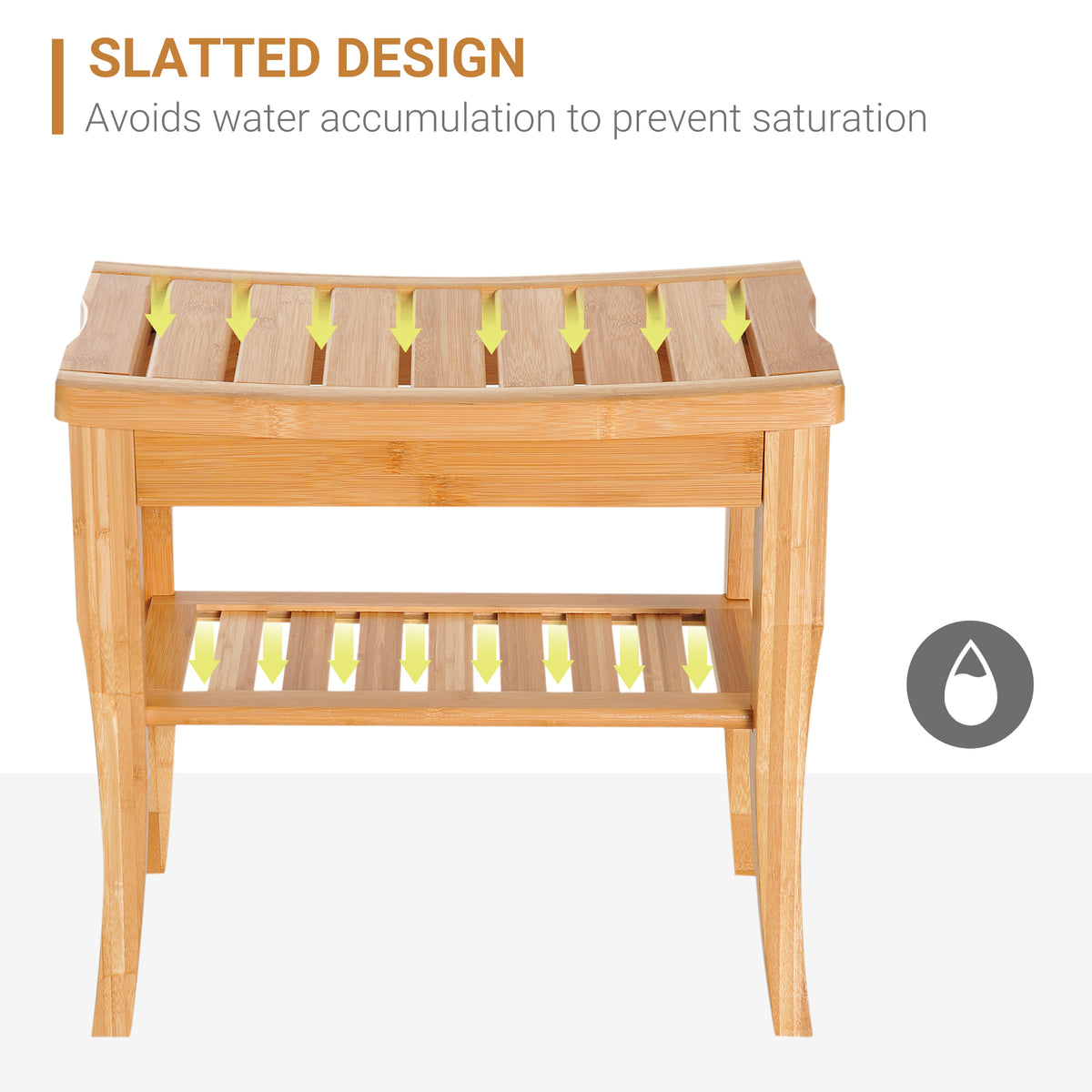20" Bamboo Shower Bench Bathroom Stool Spa Bath Seat Organizer Storage Shelf
