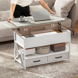Modern Coffee Table, Lift Top Center Table with Fabric Drawers and Hidden Storage for Living Room – view 13