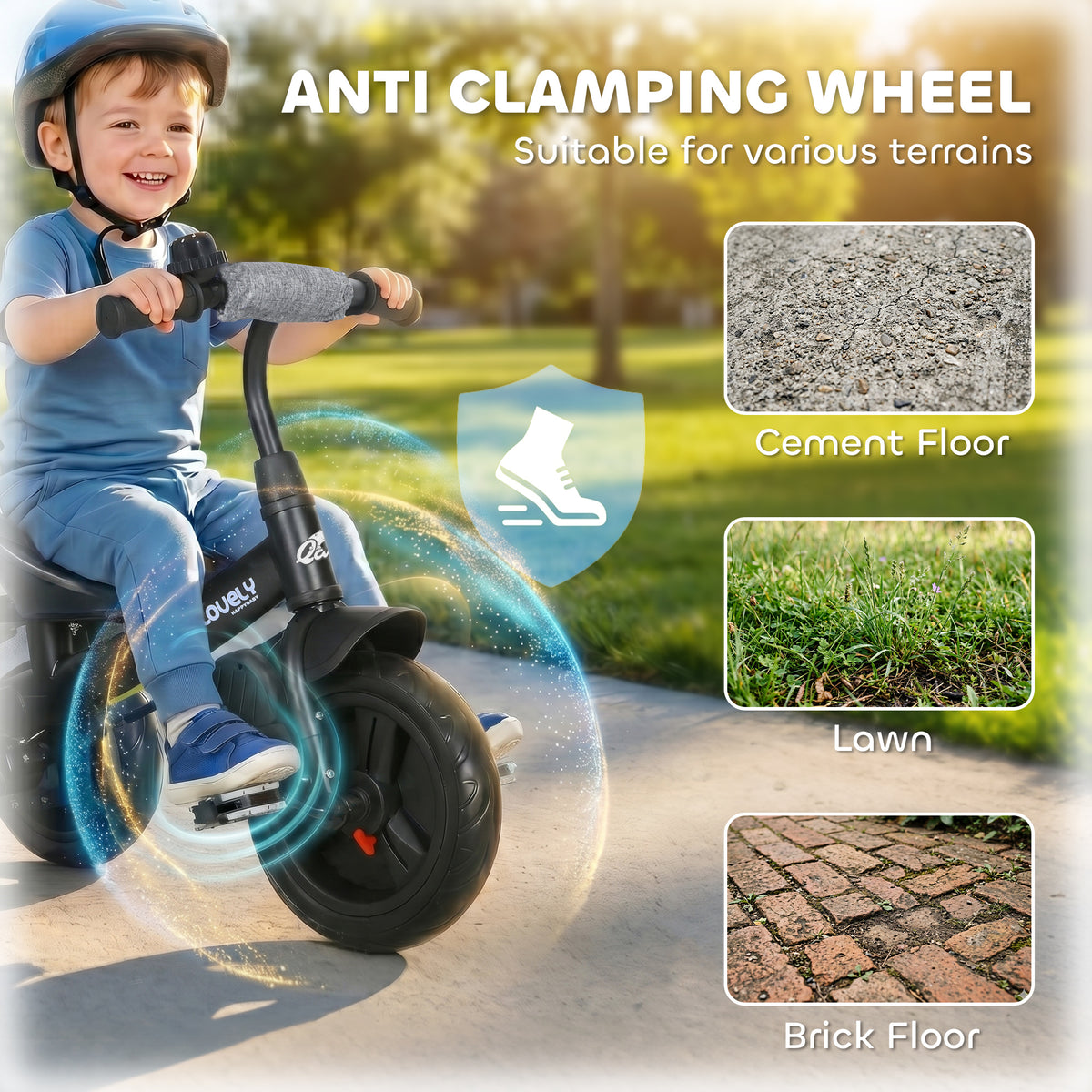 Qaba 6 in 1 Tricycle for Toddler 1-5 Years with Parent-Push Handle, Dark