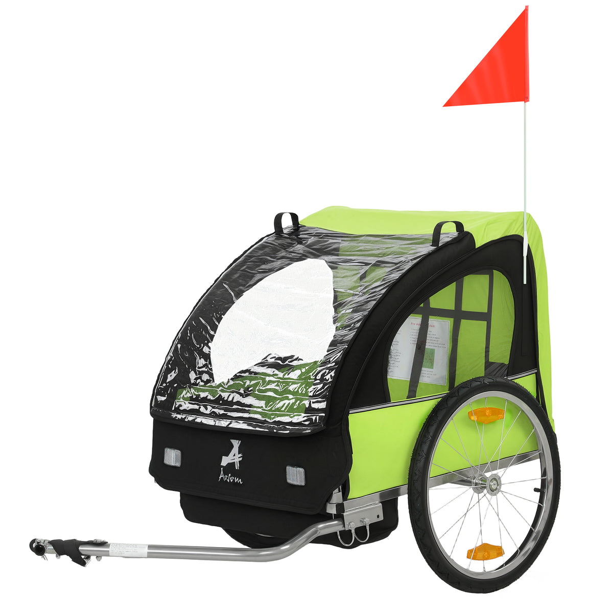 Aosom 2-Seat Child Bike Trailer for Kids with a Strong Steel Frame, 5-Point Safety Harnesses, & Comfortable Seat
