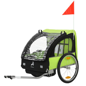 Aosom 2-Seat Child Bike Trailer for Kids with a Strong Steel Frame, 5-Point Safety Harnesses, & Comfortable Seat