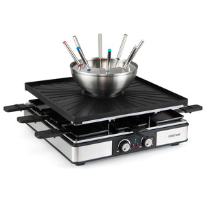 BBQ Grill with Fondue Pot Set and Adjustable Thermostats for 8 People view 3