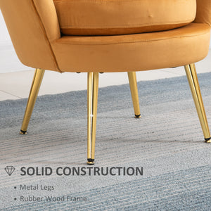 Modern Accent Chair, Velvet-Touch Fabric Leisure Club Chair with Gold Metal Legs for Bedroom, Dark Green – view 26
