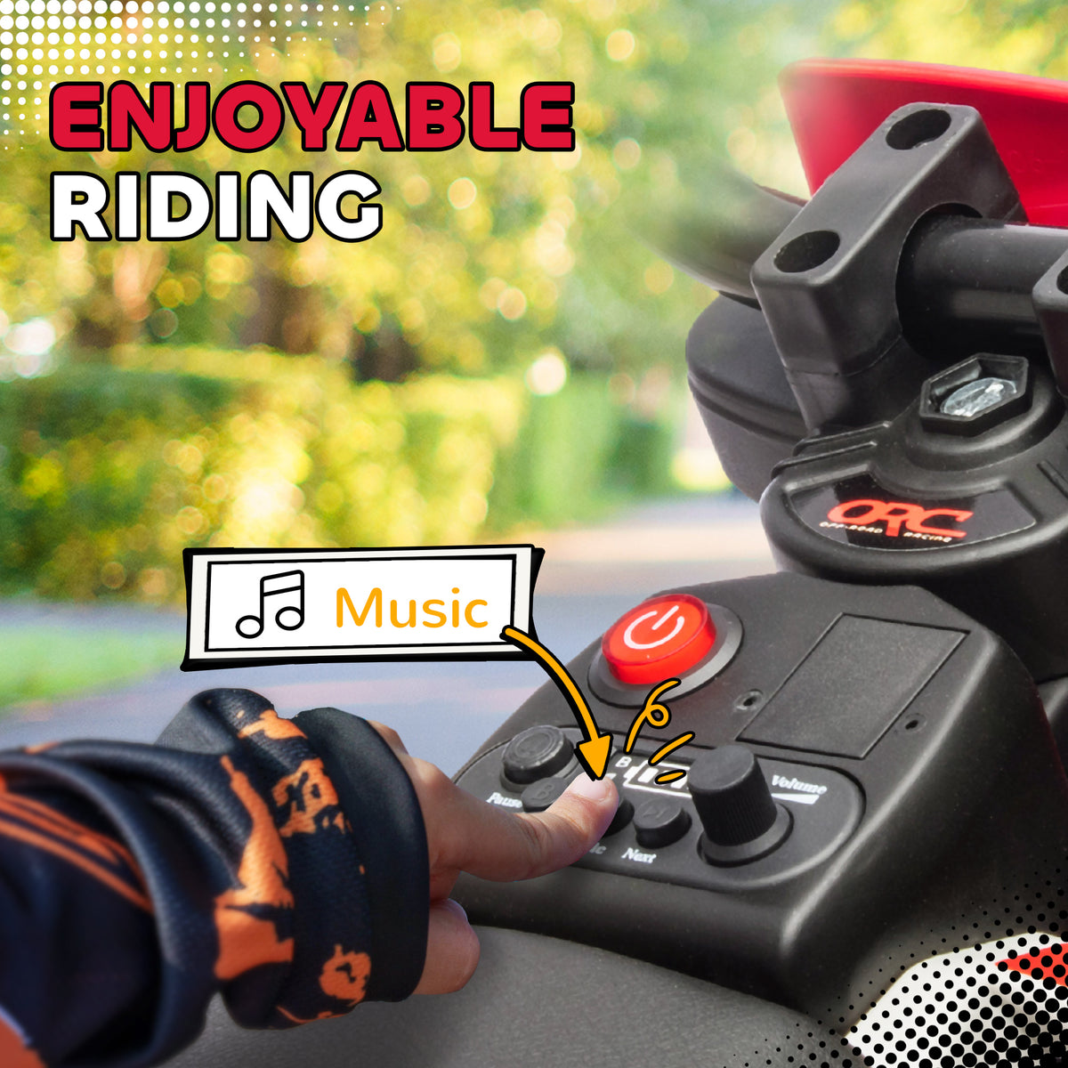 Qaba 12V Kids Dirt Bike, Electric Motorcycle with Twist Grip Throttle, Training Wheels, Rear Suspension & Music