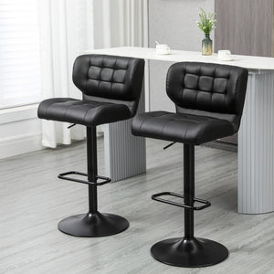 Swivel PU Leather Barstools Set of 2 Adjustable Bar Stools with Footrest Back for Kitchen Counter Dining – view 7
