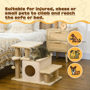 Cat Stairs Pet Steps for Couch Bed with Scratching Posts Condo Ball Toy, 23.6" x 15.7" x 26", Grey – view 13