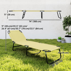 Outdoor Folding Lounge Chair, Steel Tanning Chair with Reclining Back, Breathable Mesh for Beach, Yard, Patio, Green