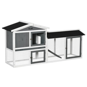 69" Wooden Rabbit Hutch Pet Playpen Bunny House Enclosure with Run Box, Slide-out Tray, Ramp – view 8