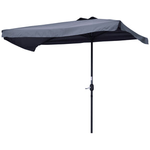 9.8ft Half Umbrella Semi Round Patio Parasol with Crank Handle, Top Vent for Garden – view 4