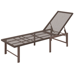 Wicker Outdoor Lounge Chair, Rattan Reclining Patio Lounger Tanning Chair with Adjustable Back, Brown