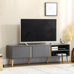 TV Stand for TVs up to 55", TV Cabinet with Shelves and Cable Holes, Entertainment Unit for Living Room, Dark Grey