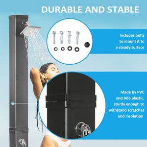 10.6 Gallons Solar Heated Shower with Free-Rotating Shower Head, Temperature Adjustment & Foot Shower