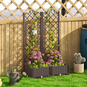 Raised Garden Bed with Trellis, Plastic Raised Flower Bed with Drainage Holes and Drain Plugs – view 13