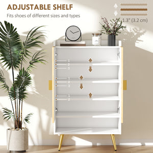 Entryway Shoe Storage Cabinet, Narrow Shoe Cabinet with Adjustable Shelves and Open Shelf for 15 Pairs of – view 11