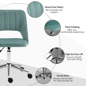 Mid Back Office Chair Velvet Fabric Swivel Scallop Shape Computer Desk Chair, Green – view 6