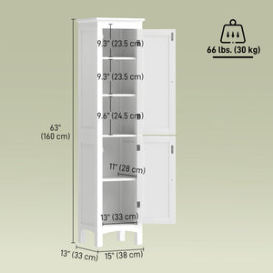 Tall Bathroom Cabinet, Freestanding Storage Organizer with Adjustable Shelves and Cupboards – view 19
