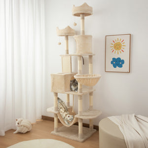 81" Large Cat Tree w/ Scratching Posts, Condos, Beds, Hammocks, Jumping Platforms, Toy Balls, Rope Cat Toy – view 7