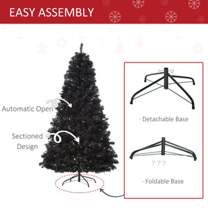7ft Artificial Christmas Tree Holiday Home Indoor Decoration with Automatic Open, Black