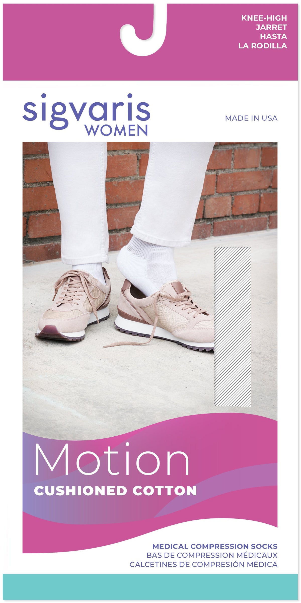 Sigvaris Motion Cushioned Cotton 20-30 mmHg Knee High Closed Toe for Women