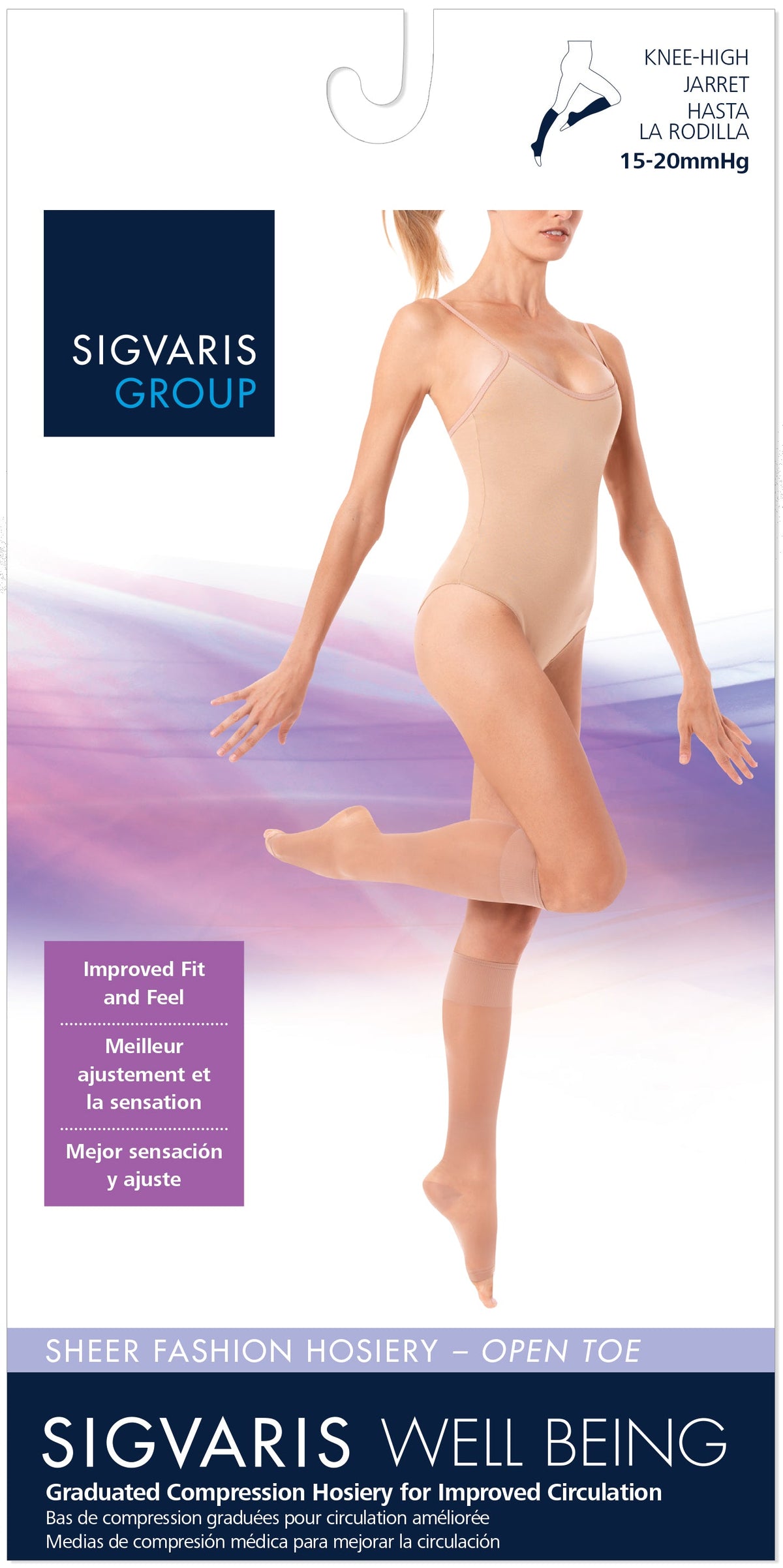 Sigvaris Sheer Fashion 15-20 mmHg Knee High Open Toe for Women