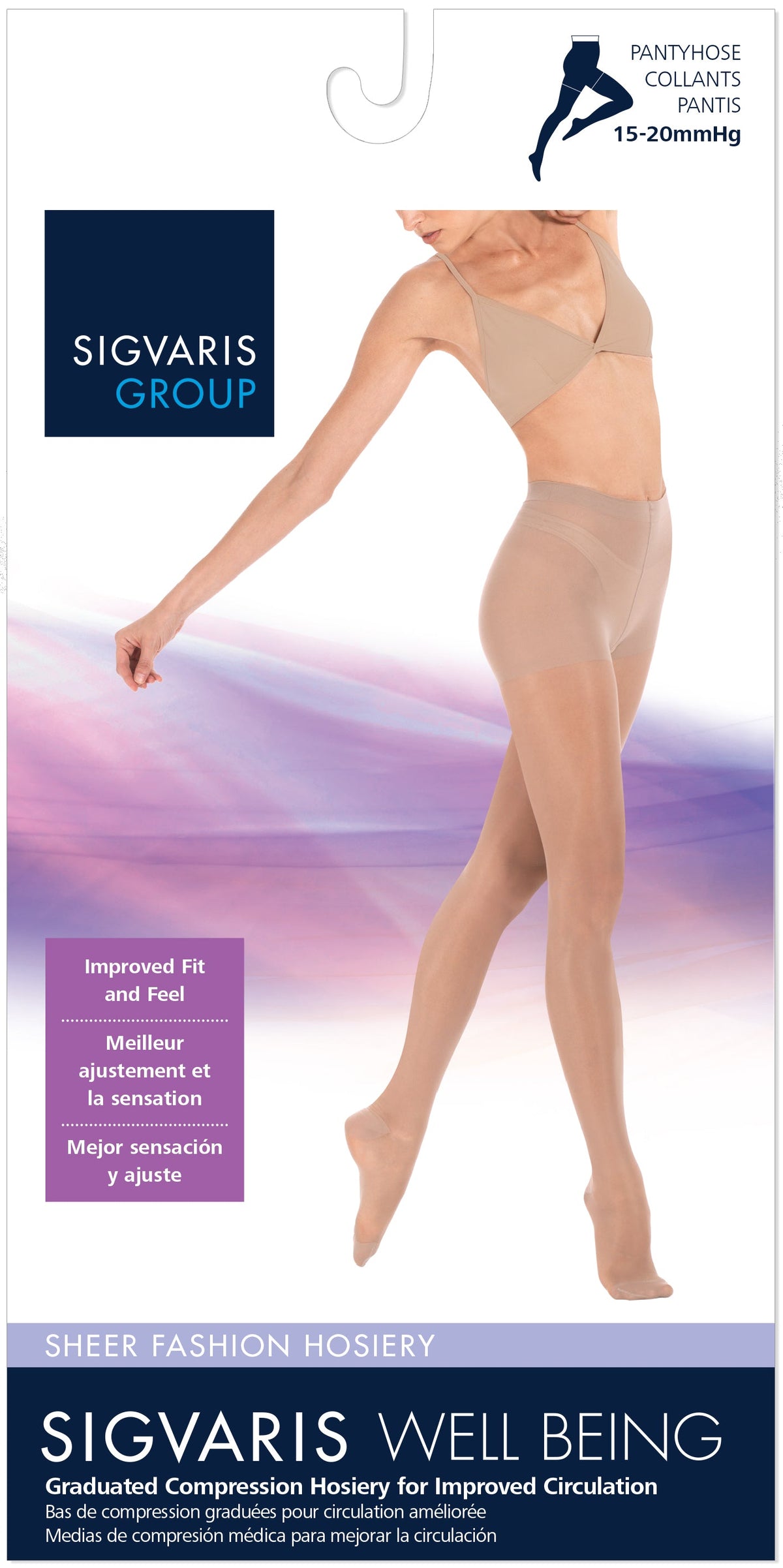 Sigvaris Sheer Fashion 15-20 mmHg Pantyhose Closed Toe for Women