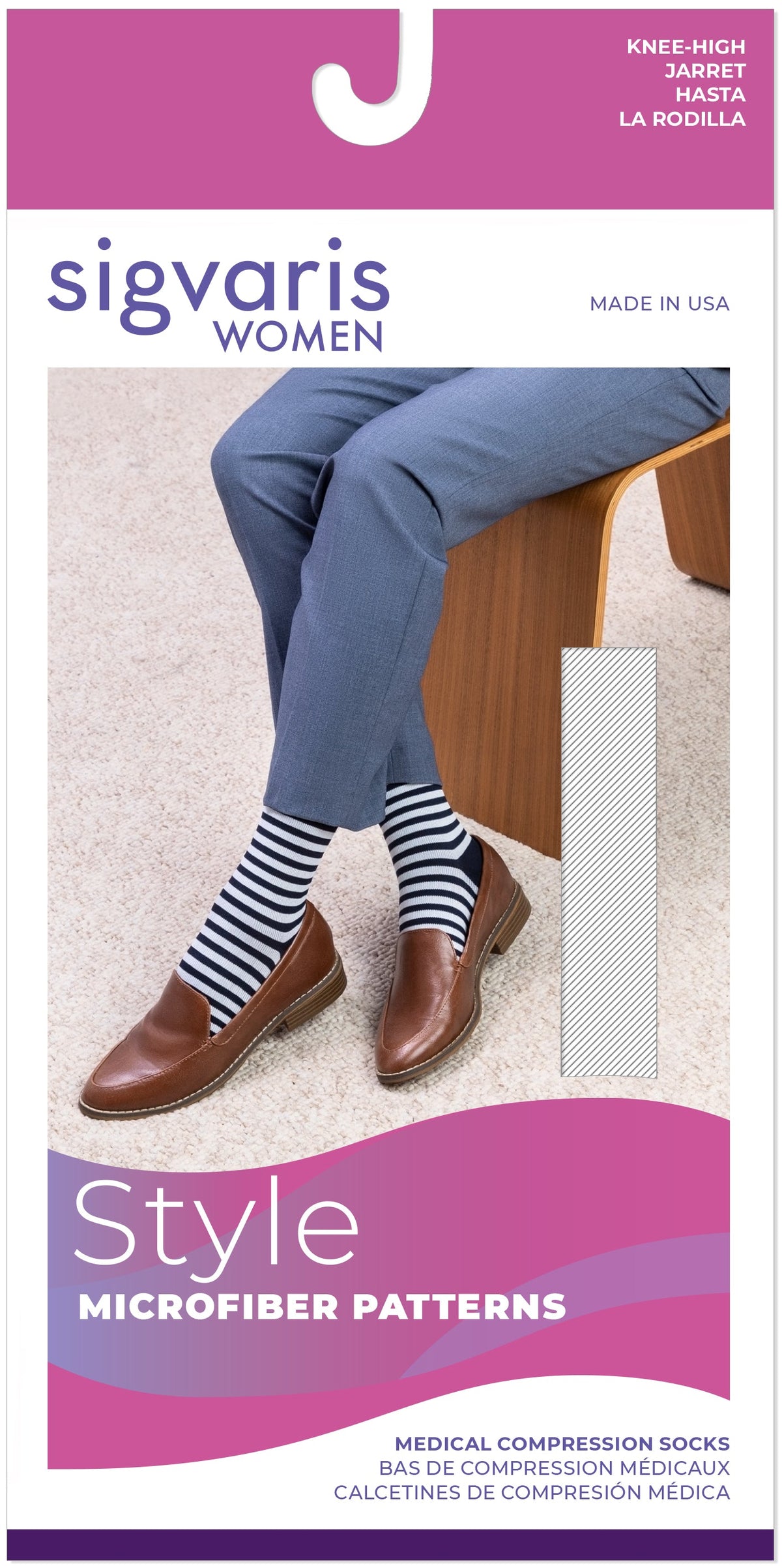 Sigvaris Style Microfiber Patterns 20-30 mmHg Knee High Closed Toe for Women