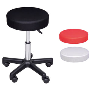 Adjustable Hydraulic Swivel Massage Salon Stool Facial Spa Tattoo Saddle Chair with 3 Changeable Seat Covers, Red/White/Black