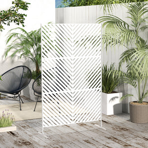 6.5FT Decorative Outdoor Divider, Metal Privacy Screen with Stand, Triangle Style, Black – view 14