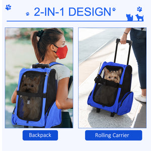 2-IN-1 Pet Luggage Box Backpack Carrier Cats Dogs w/ Handle, Rolling Wheel Grey – view 10