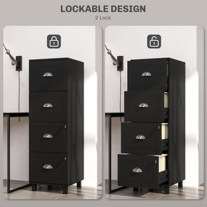 4 Drawer File Cabinet with Lock, Office Filing Cabinet, A4 Letter Size, Hanging File Folders, Black – view 5