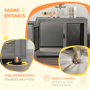 Pet Crate End Table with Water-resistant Cushion or Large Medium Dogs, Black – view 20
