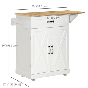 Foldable Kitchen Island with Storage Drawer, Farmhouse Rolling Utility Cart on Wheels with Drop-Leaf Wood – view 9