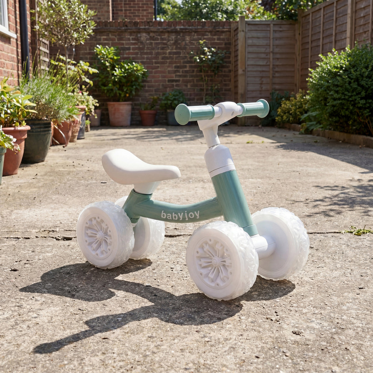 Baby Balance Bike with Adjustable Handlebar and Seat with Lighting Wheels-Green view 3