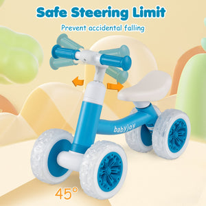 Baby Balance Bike with Adjustable Handlebar and Seat with Lighting Wheels-Blue view 7