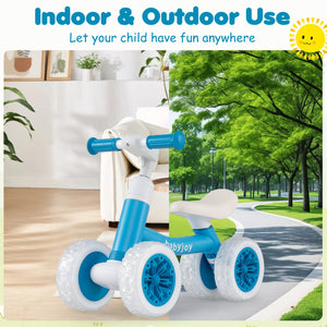 Baby Balance Bike with Adjustable Handlebar and Seat with Lighting Wheels-Blue view 9
