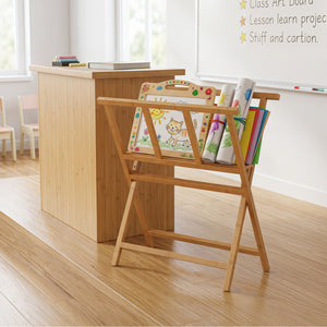 Bamboo Art Print Rack for Canvas Storage and Display-Natrual view 2