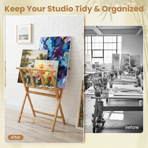 Bamboo Art Print Rack for Canvas Storage and Display-Natrual view 7