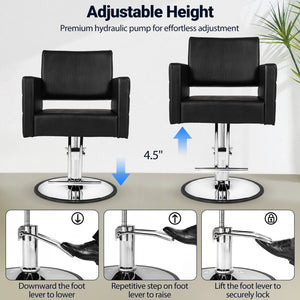 Barber Salon Chair Beauty Styling Chair with Hydraulic Pump and Adjustable Height 360°Swivel Spa Chair-Black view 4