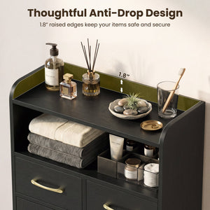 Bathroom Storage Cabinet Freestanding Floor Cabinet with 2 Drawers and 2 Doors-Black view 7